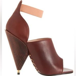 Givenchy Paris Brown Leather Studded Wooden Cone High Heels | Size 6